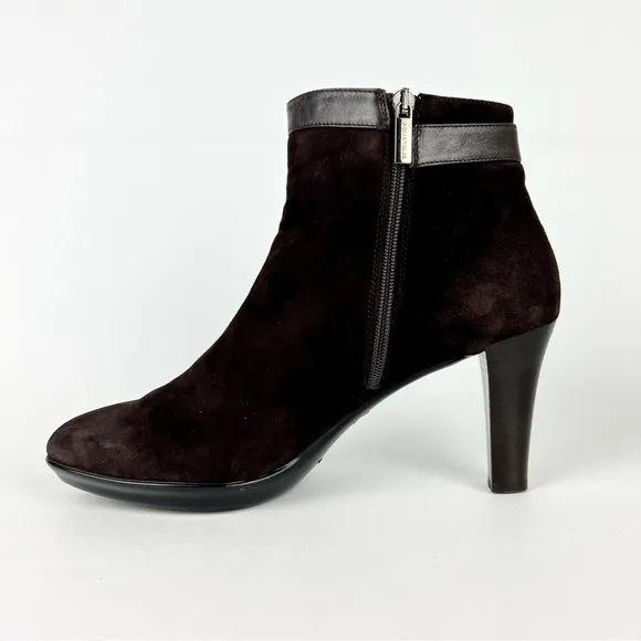 Aquatalia Rae Weatherproof Espresso Brown Suede Ankle Boot 12