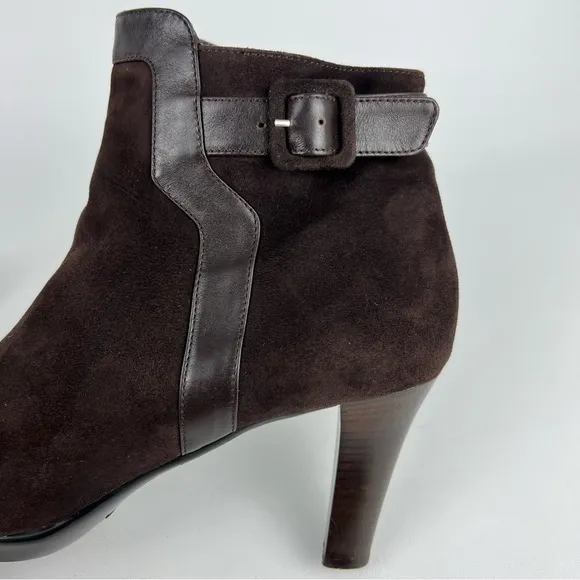 Aquatalia Rae Weatherproof Espresso Brown Suede Ankle Boot 12