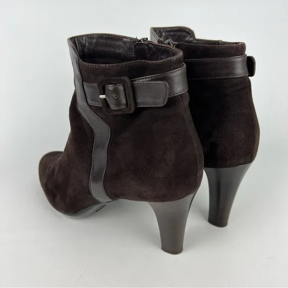 Aquatalia Rae Weatherproof Espresso Brown Suede Ankle Boot 12