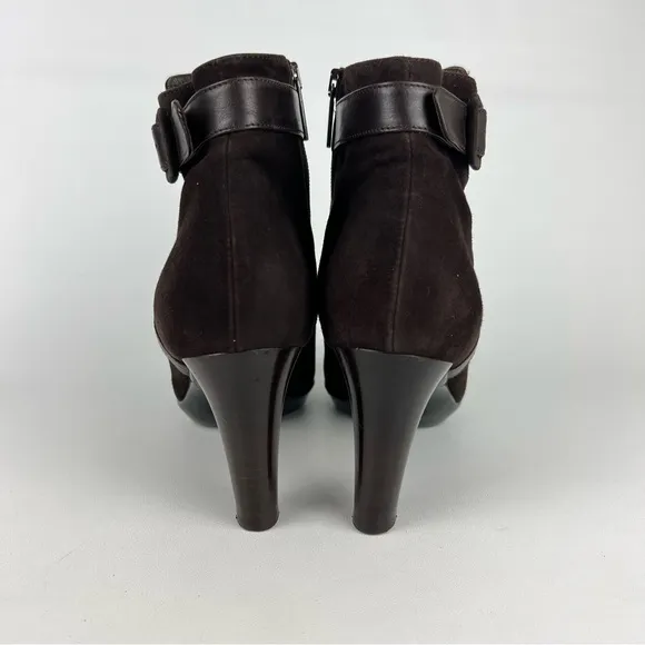 Aquatalia Rae Weatherproof Espresso Brown Suede Ankle Boot 12