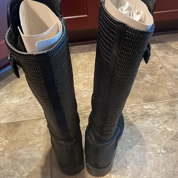 Aquatalia suede and stretch leather tall boots