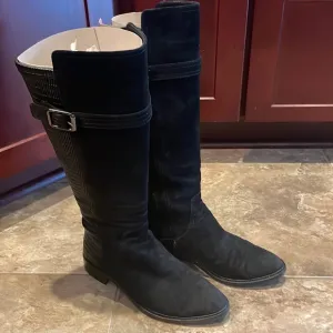 Aquatalia suede and stretch leather tall boots