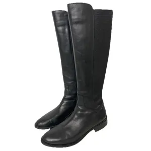 AQUATALIA Womens Knee High Tall Black Leather‎ Riding Boots Size 6.5 Classic
