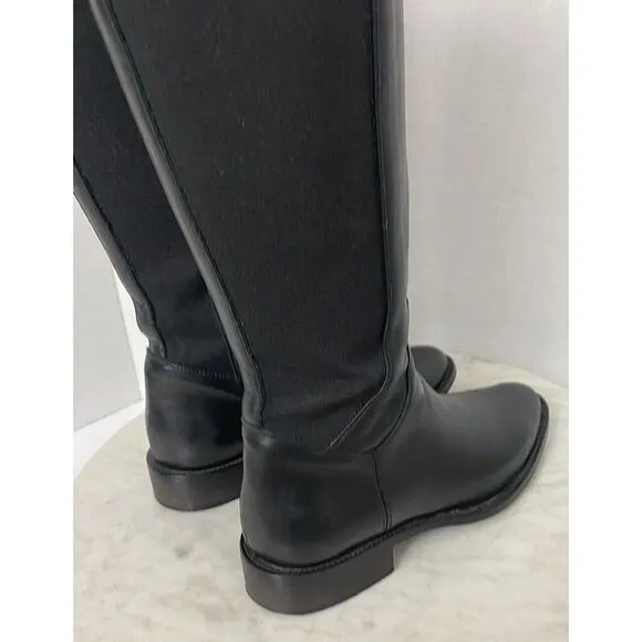 AQUATALIA Womens Knee High Tall Black Leather‎ Riding Boots Size 6.5 Classic