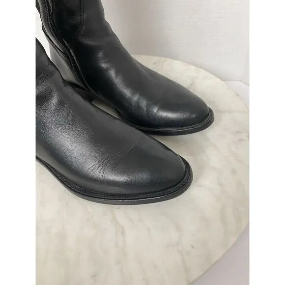 AQUATALIA Womens Knee High Tall Black Leather‎ Riding Boots Size 6.5 Classic