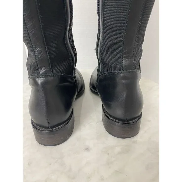 AQUATALIA Womens Knee High Tall Black Leather‎ Riding Boots Size 6.5 Classic