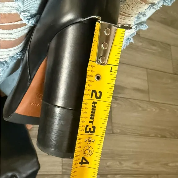 Aquatalia|Black leather tall heeled boots,chunky heel••Designer Luxury,Excellent
