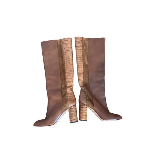 Aquazzura Leather Riding Boots, Size 38 1/2 EU.