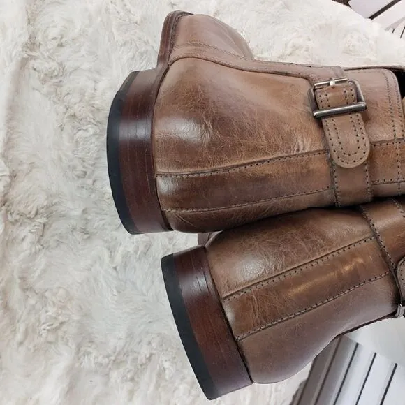 Aquila Men's Rustic Leather Tan Ankle Boots Size 43