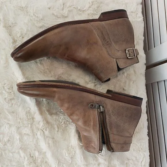 Aquila Men's Rustic Leather Tan Ankle Boots Size 43