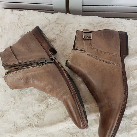Aquila Men's Rustic Leather Tan Ankle Boots Size 43