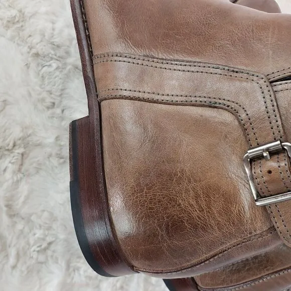 Aquila Men's Rustic Leather Tan Ankle Boots Size 43
