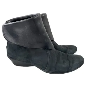 Arche Women's Black Nubuck Leather Cuffed Wedge Ankle Boots Sz EU 40/US 9-9.5