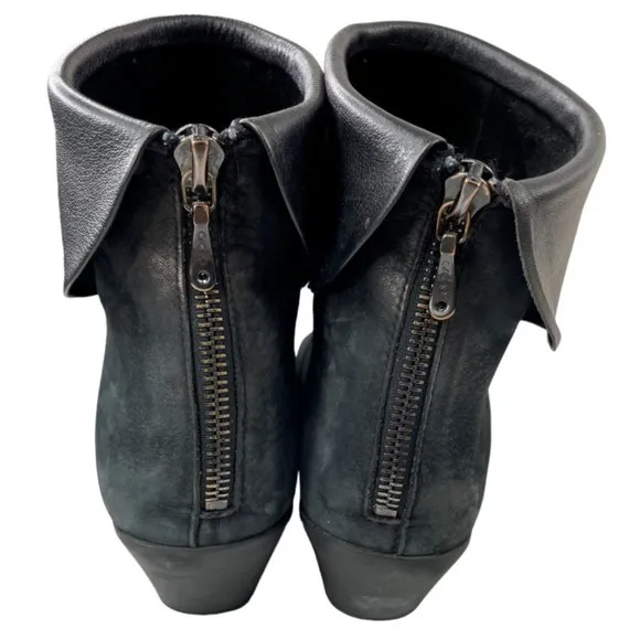 Arche Women's Black Nubuck Leather Cuffed Wedge Ankle Boots Sz EU 40/US 9-9.5