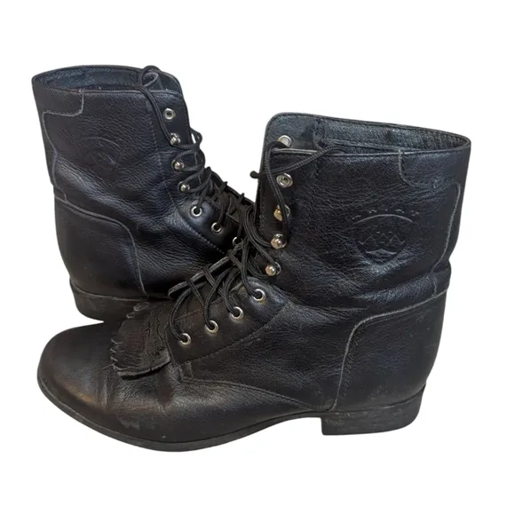 Ariat Boots 10070 Heritage Lacer Paddock Black Leather Western Size 8.5 Kiltie