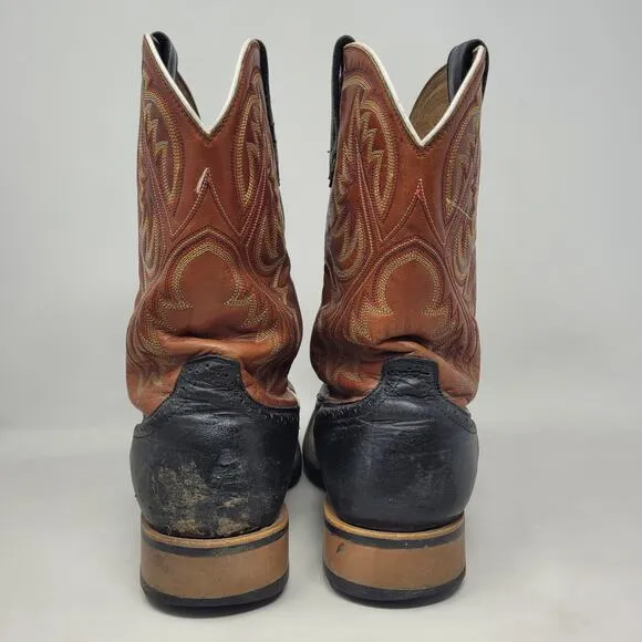 Ariat Boots 11.5D Brown Black Leather Heritage Quickdraw Western Riding 10002221