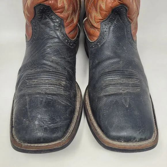 Ariat Boots 11.5D Brown Black Leather Heritage Quickdraw Western Riding 10002221