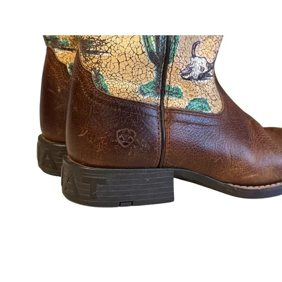ARIAT BOYS' ROUND UP WESTERN BOOTS - BROAD SQUARE TOE SIZE 4​