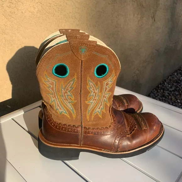 Ariat brown leather and suede western boots size 8B