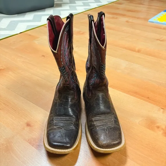 Ariat Brown Leather Vaquera Weathered Western Cowboy Boot Kids Size 2