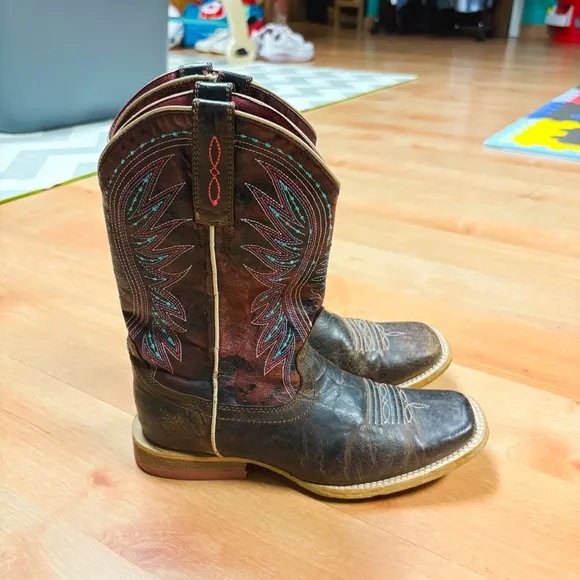 Ariat Brown Leather Vaquera Weathered Western Cowboy Boot Kids Size 2