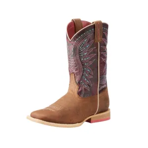 Ariat Brown Leather Vaquera Weathered Western Cowboy Boot Kids Size 2