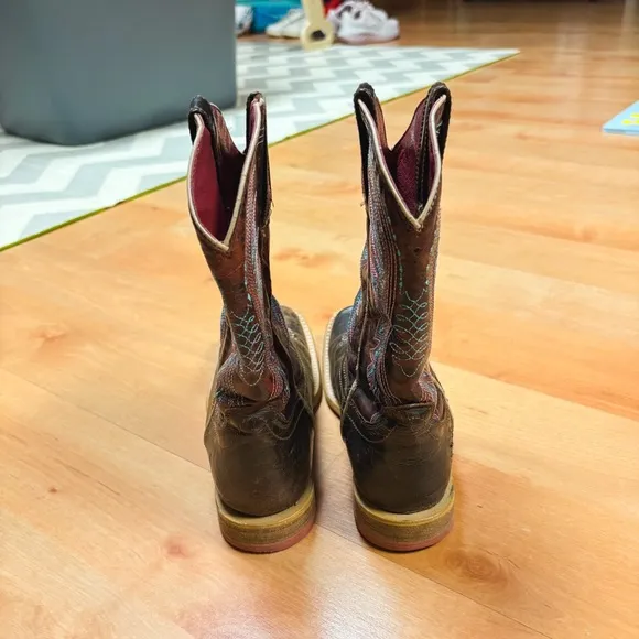 Ariat Brown Leather Vaquera Weathered Western Cowboy Boot Kids Size 2