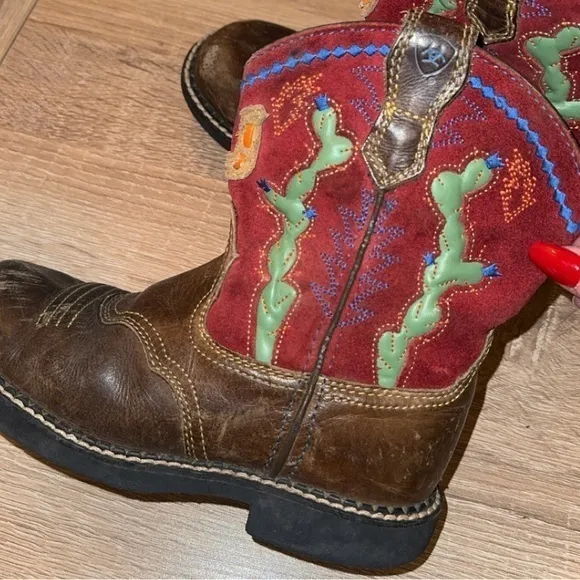 Ariat Cactus Suede Leather‎ Multicolored Kids Unisex Western Boots 13