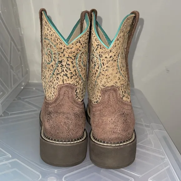 ARIAT Fatbaby Heritage Harmony Leopard Print Western Boot Sz 6.5 Brown 10015363