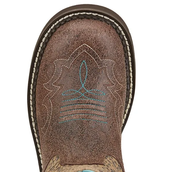 ARIAT Fatbaby Heritage Harmony Leopard Print Western Boot Sz 6.5 Brown 10015363