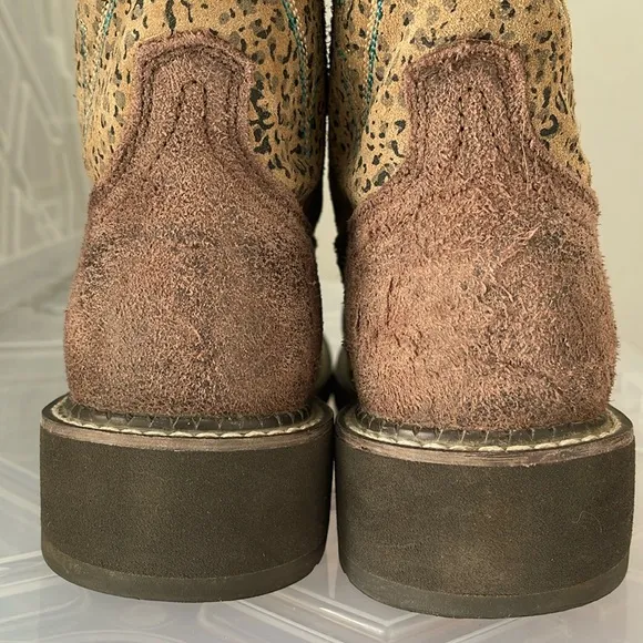 ARIAT Fatbaby Heritage Harmony Leopard Print Western Boot Sz 6.5 Brown 10015363