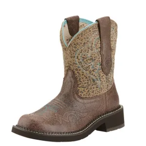 ARIAT Fatbaby Heritage Harmony Leopard Print Western Boot Sz 6.5 Brown 10015363