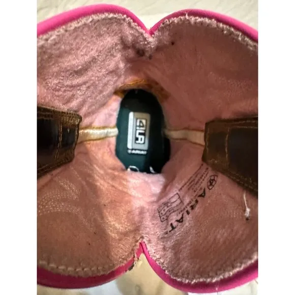 Ariat Girl Brown/Pink Leather Western Boots Size 9.5