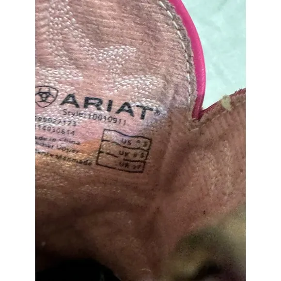 Ariat Girl Brown/Pink Leather Western Boots Size 9.5