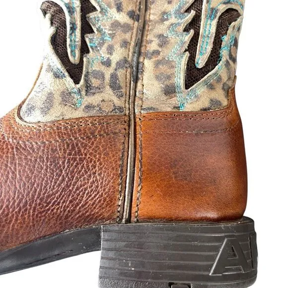 Ariat Girls Leopard Print Cowboy Boots Size 11