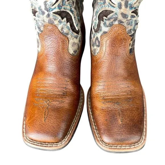 Ariat Girls Leopard Print Cowboy Boots Size 11