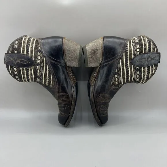 Ariat Meadow Aztec Women Size 8 Shoes Brown Leather Cowgirl Chunky Heel Boots