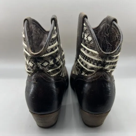Ariat Meadow Aztec Women Size 8 Shoes Brown Leather Cowgirl Chunky Heel Boots