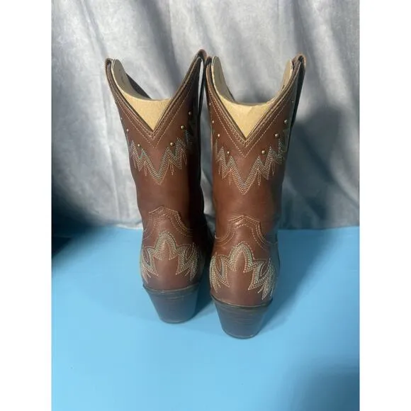Ariat Potero Western Chunky Heel Ankle Cowgirl Leather Stud Boots Size 10