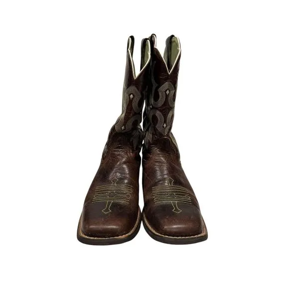Ariat Tombstone Leather Western Cowboy Boots Brown Green 10005867 Size US 8.5 B‎