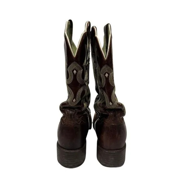 Ariat Tombstone Leather Western Cowboy Boots Brown Green 10005867 Size US 8.5 B‎