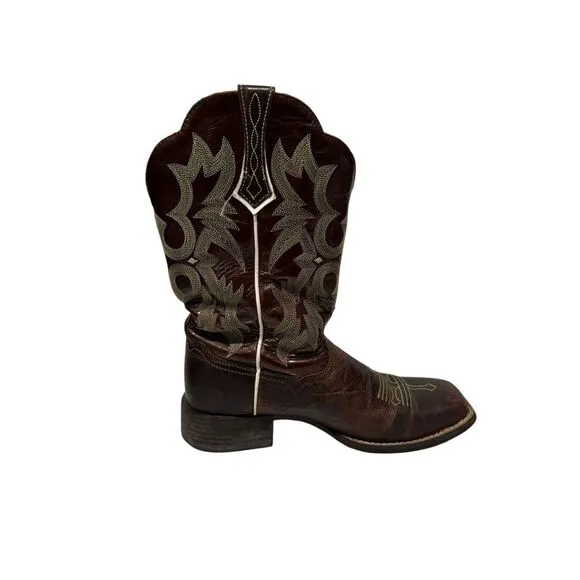 Ariat Tombstone Leather Western Cowboy Boots Brown Green 10005867 Size US 8.5 B‎