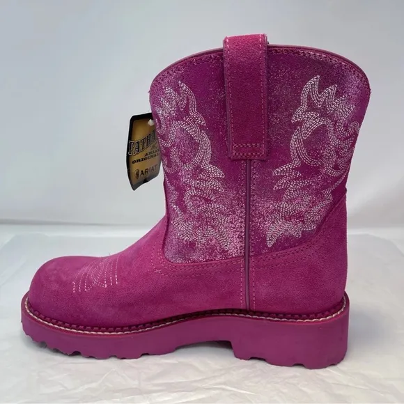Ariat Women 8 B Hottest Pink Metallic Western Fatbaby Cowgirl New W/ Box *Read