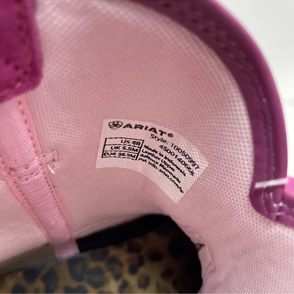 Ariat Women 8 B Hottest Pink Metallic Western Fatbaby Cowgirl New W/ Box *Read