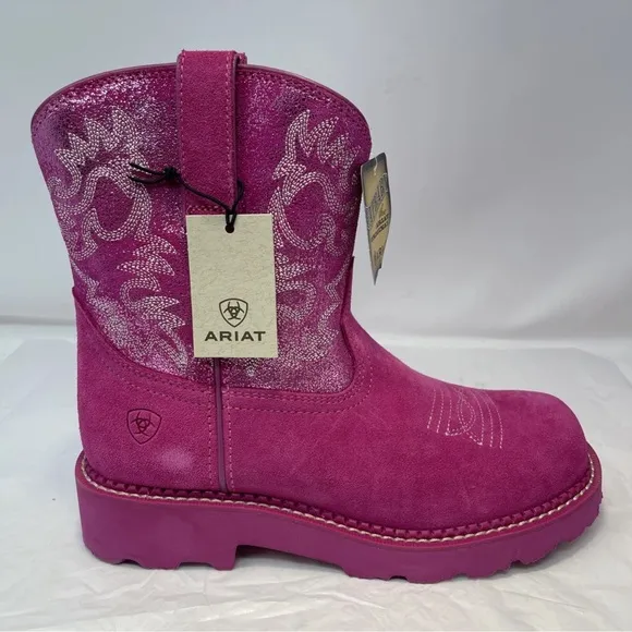 Ariat Women 8 B Hottest Pink Metallic Western Fatbaby Cowgirl New W/ Box *Read