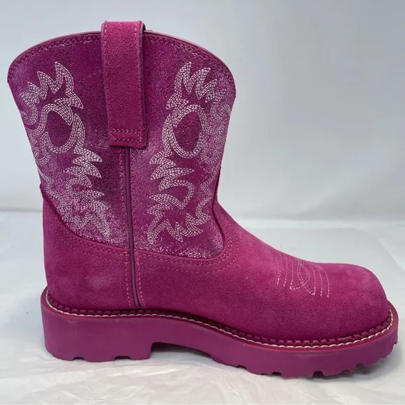Ariat Women 8 B Hottest Pink Metallic Western Fatbaby Cowgirl New W/ Box *Read