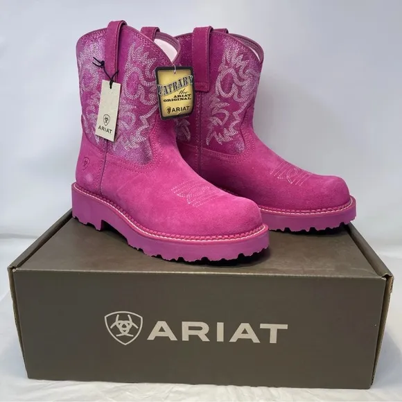 Ariat Women 8 B Hottest Pink Metallic Western Fatbaby Cowgirl New W/ Box *Read