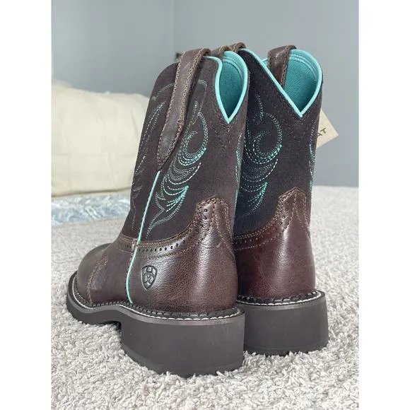 Ariat Women's Fatbaby Heritage Boot Size 6 C Western Brown Leather Teal Cowboy
