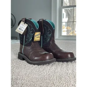 Ariat Women's Fatbaby Heritage Boot Size 6 C Western Brown Leather Teal Cowboy