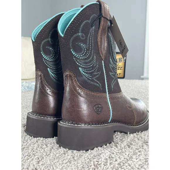 Ariat Women's Fatbaby Heritage Boot Size 6 C Western Brown Leather Teal Cowboy